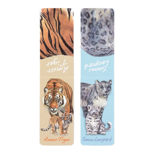 動物 生物 マグネットブックマーカー アムールトラ親子＆ユキヒョウ