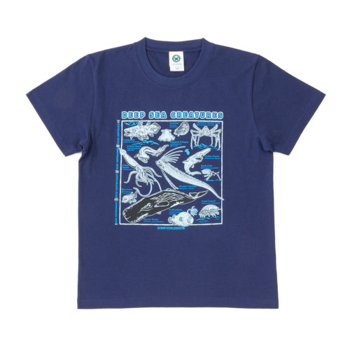 青色の魚イラストTシャツ ミュージアムデザインTシャツ クロマグロ│動物 カロラータ