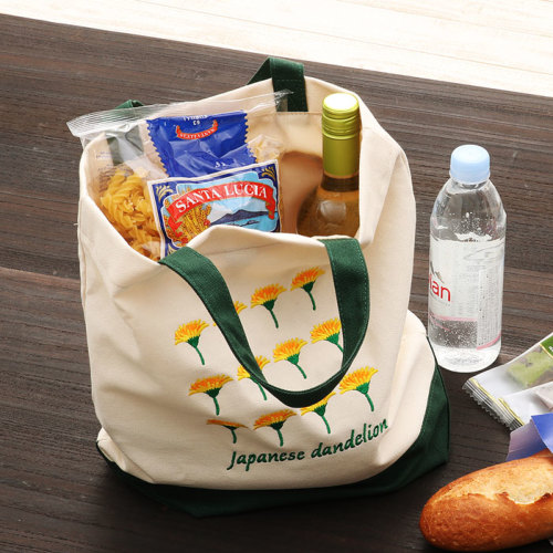 動物 生物 刺繍トートバッグ ボタニカルカラーズ カントウタンポポ